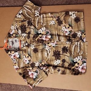 Hawaiian shirt with ukuleles and leis